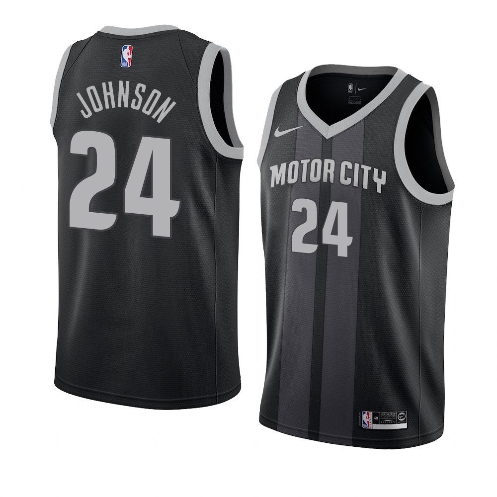 Maglia NBA Nike Detroit Pistons #24 Joe Johnson Nero Città 2019-20 Acquista