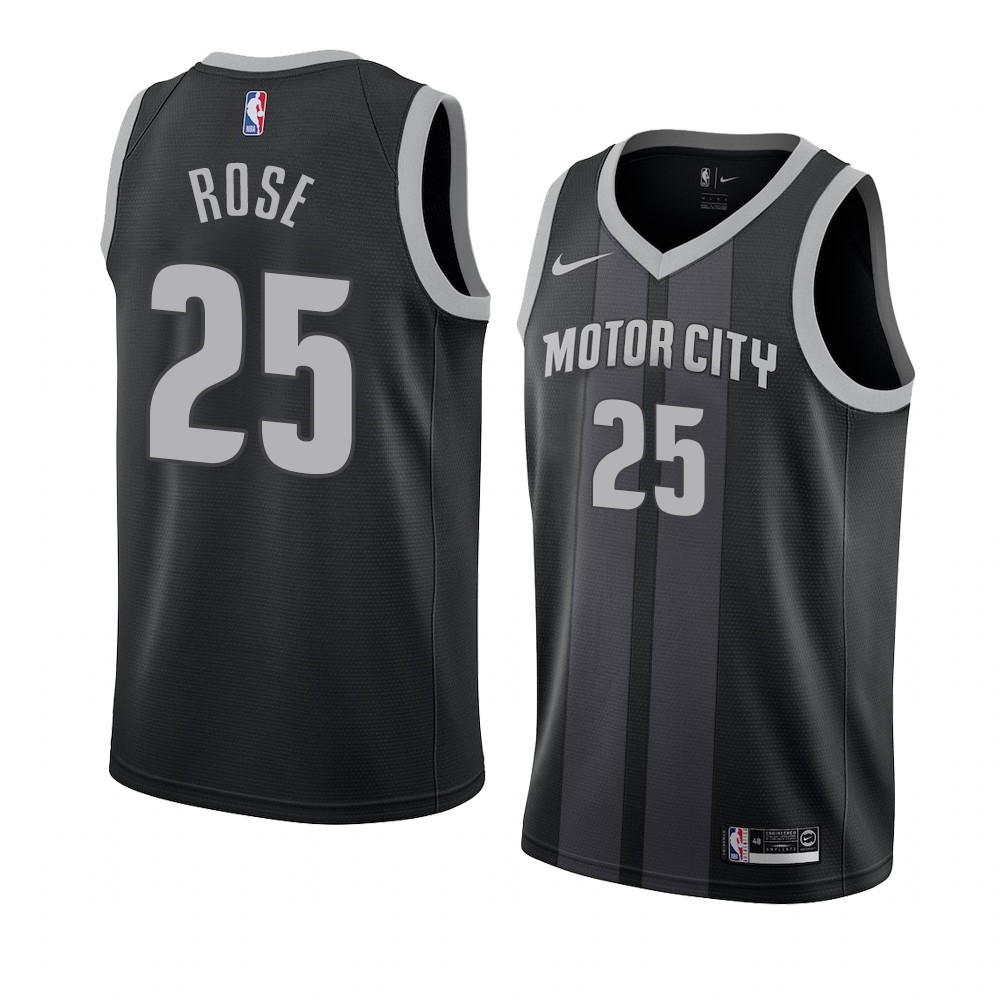 Maglia NBA Nike Detroit Pistons #25 Derrick Rose Nero Città 2019-20 Acquista