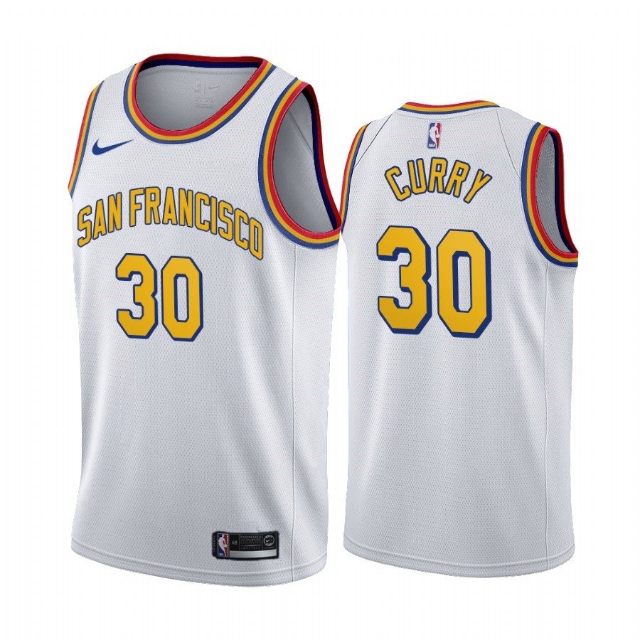 Maglia NBA Nike Golden State Warriors #30 Stephen Curry Bianco Classic Edition 2019-20 Acquista