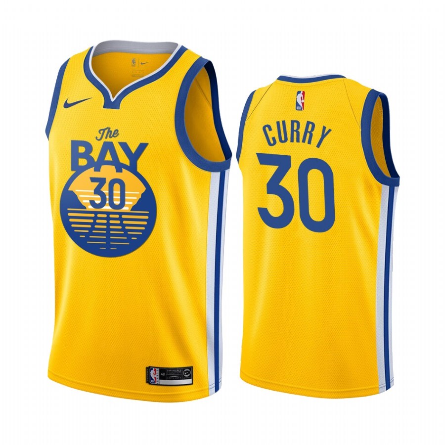 Maglia NBA Nike Golden State Warriors #30 Stephen Curry Jaune Città 2019-20 Acquista