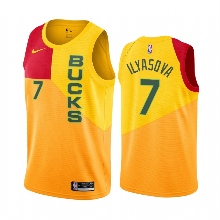 Maglia NBA Nike Milwaukee Bucks #7 Ersan Ilyasova Jaune Città 2019-20 Acquista