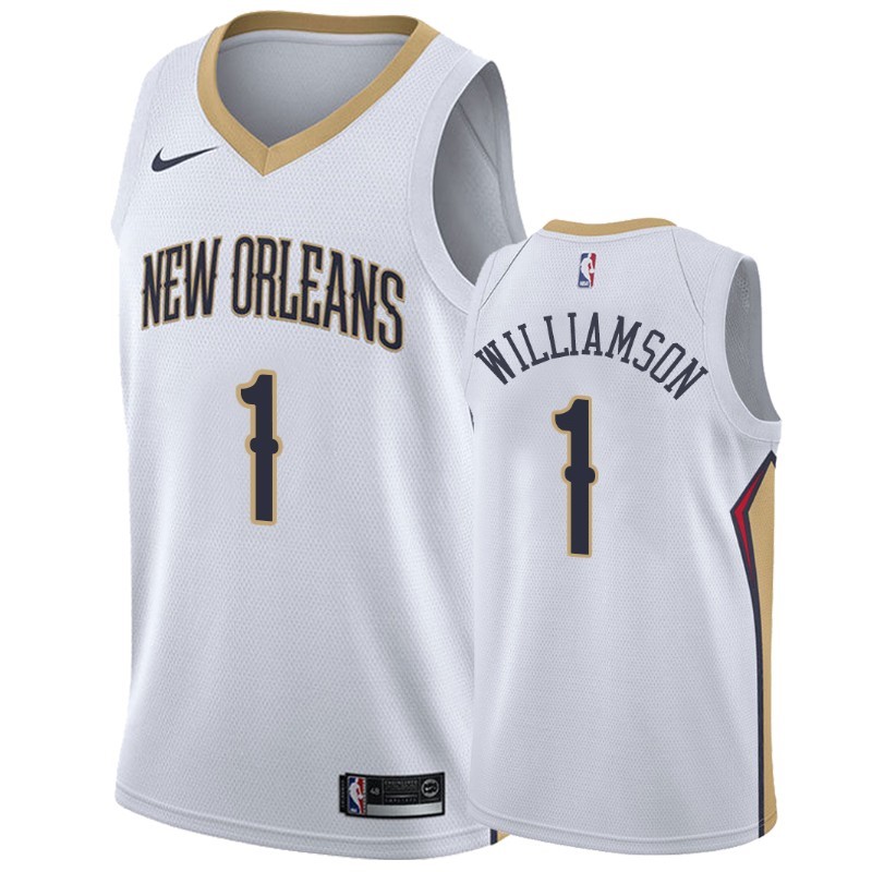 Maglia NBA Nike New Orleans Pelicans #1 Zion Williamson Bianco Association Acquista