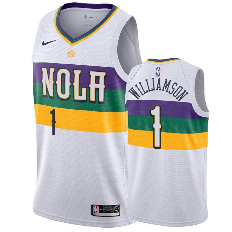 Maglia NBA Nike New Orleans Pelicans #1 Zion Williamson Bianco Città Acquista