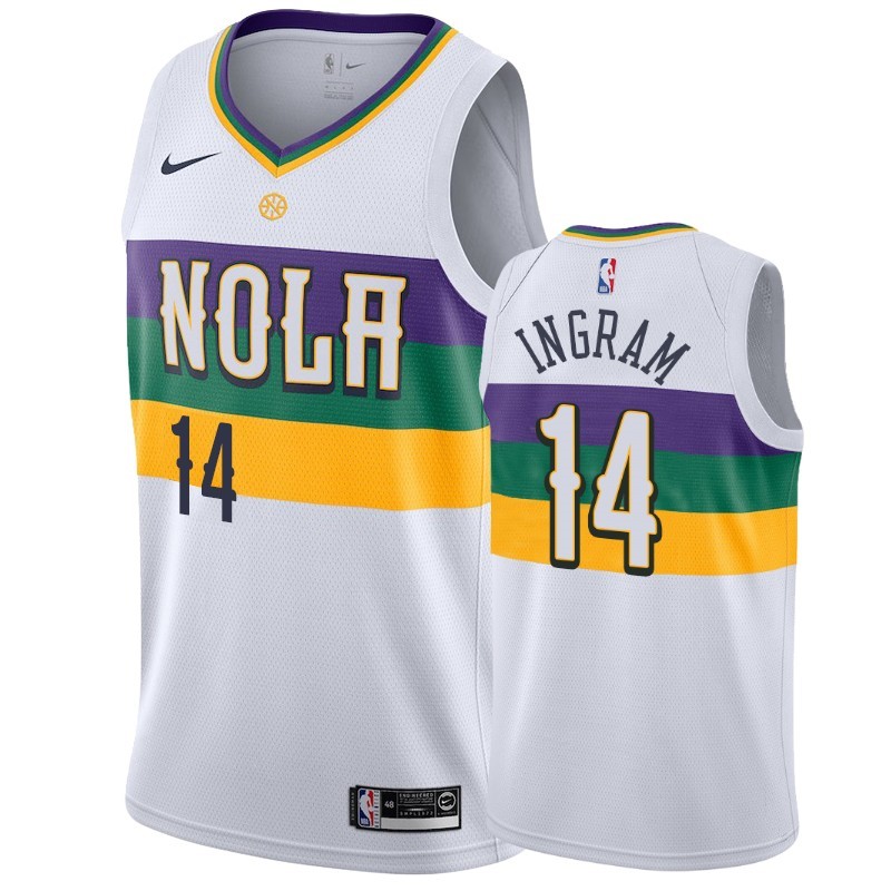 Maglia NBA Nike New Orleans Pelicans #14 Brandon Ingram Bianco Città 2019-20 Acquista
