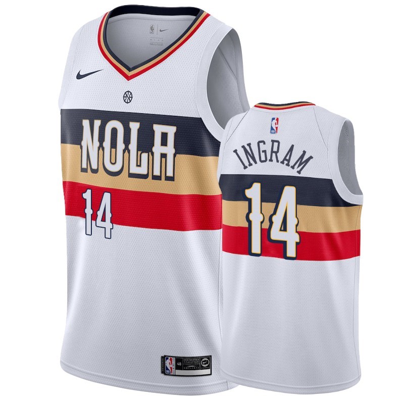 Maglia NBA Nike New Orleans Pelicans #14 Brandon Ingram Bianco Earned 2019-20 Acquista