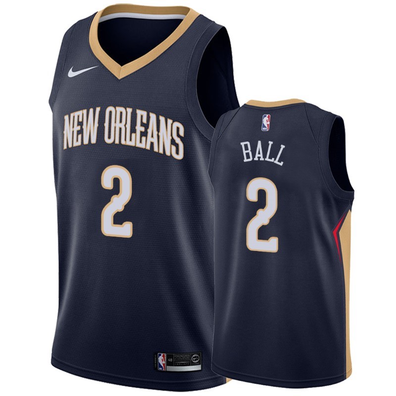 Maglia NBA Nike New Orleans Pelicans #2 Lonzo Ball Marino Icon 2019-20 Acquista