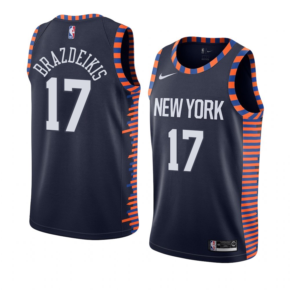 Maglia NBA Nike New York Knicks #17 Iggy Brazdeikis Marino Città 2019-20 Acquista