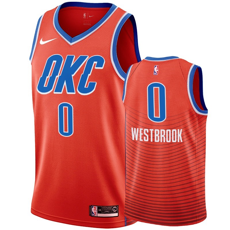 Maglia NBA Nike Oklahoma City Thunder #0 Russell Westbrook Orange 2019-20 Acquista