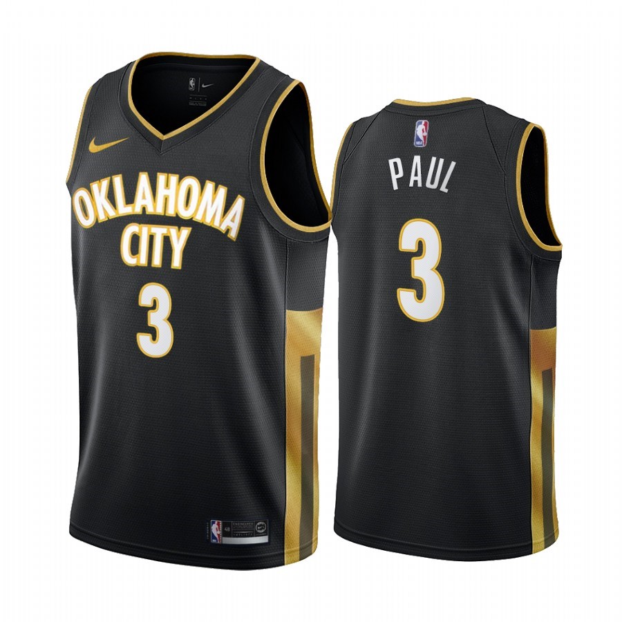 Maglia NBA Nike Oklahoma City Thunder #3 Chris Paul Nero Città 2019-20 Acquista