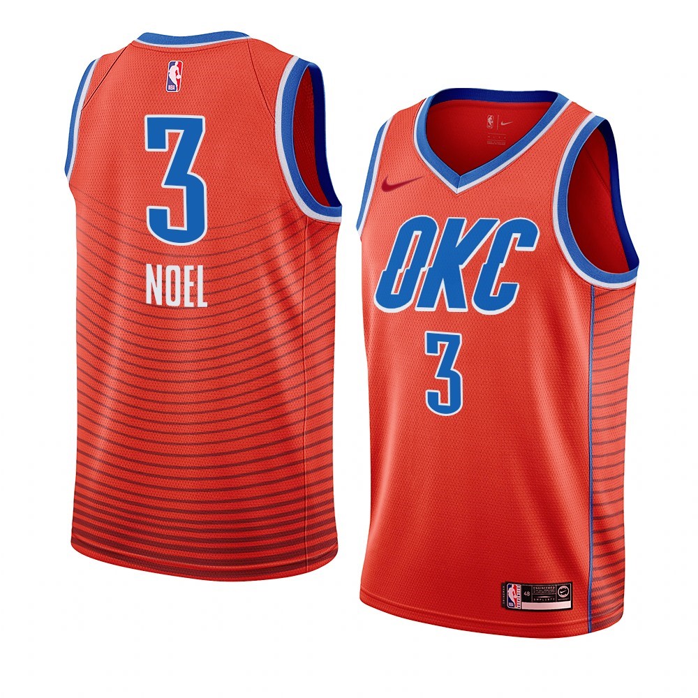 Maglia NBA Nike Oklahoma City Thunder #3 Nerlens Noel Orange Statement 2019-20 Acquista