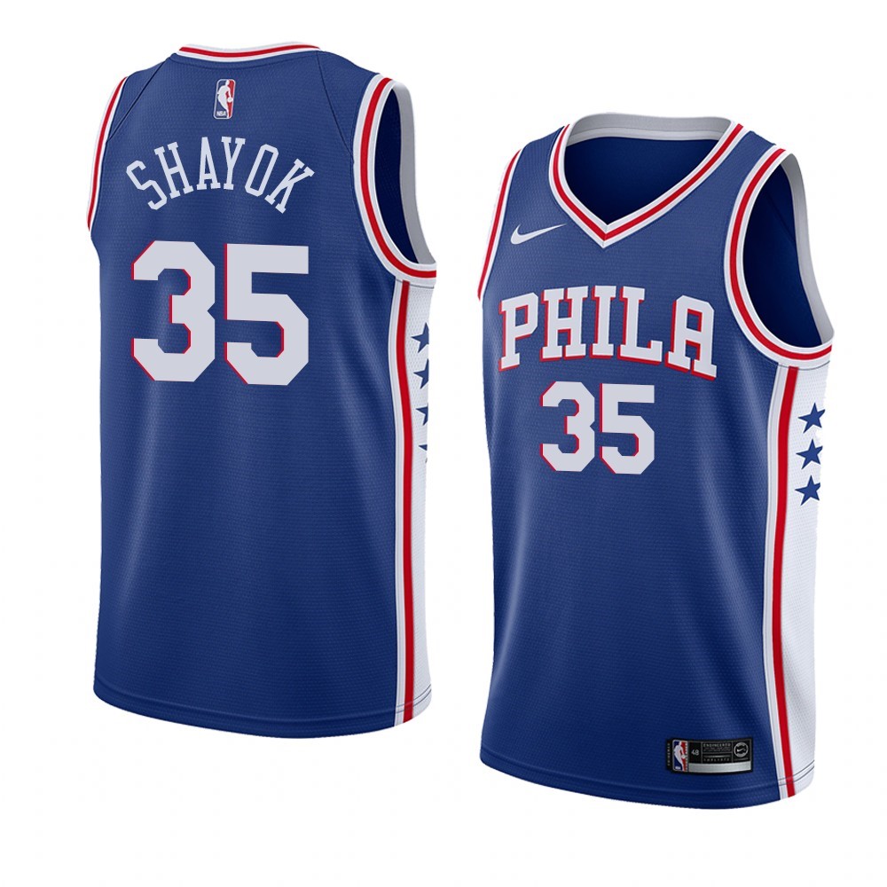 Maglia NBA Nike Phildelphia Sixers #35 Marial Shayok Blu Icon 2019-20 Acquista