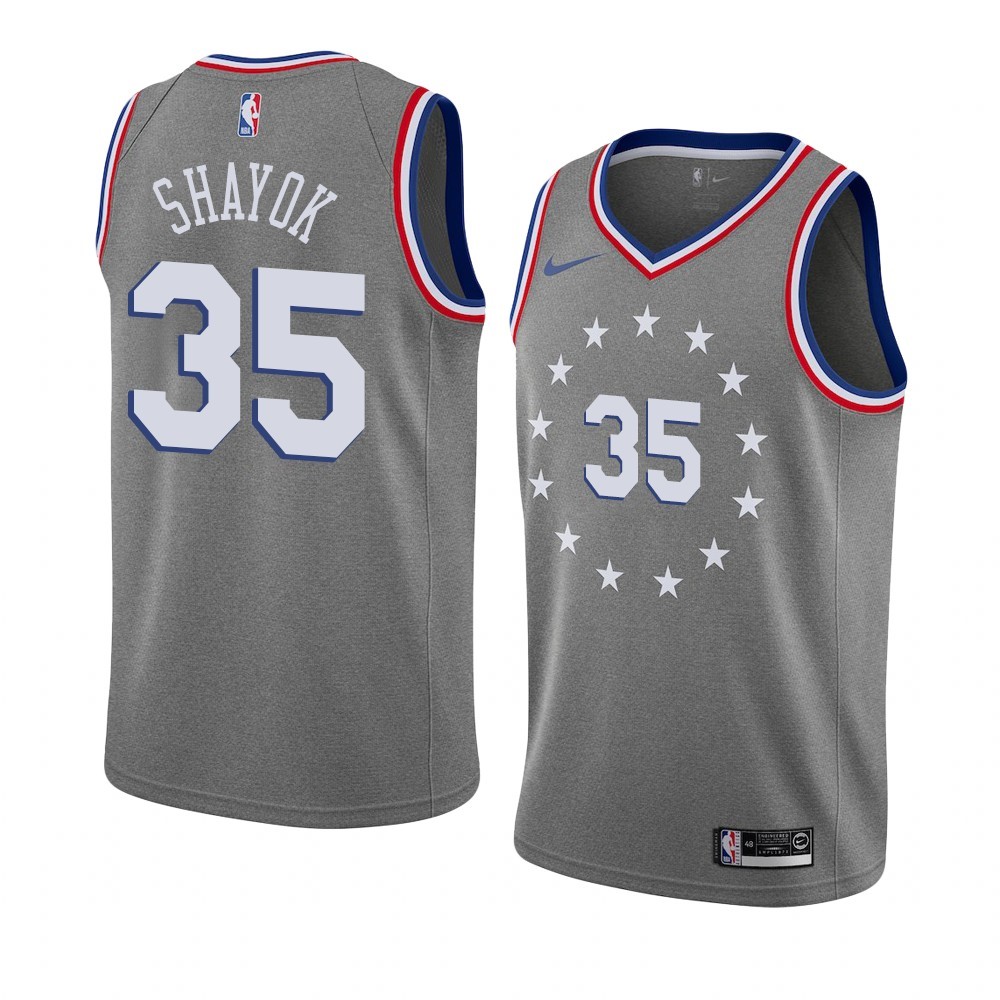 Maglia NBA Nike Phildelphia Sixers #35 Marial Shayok Grigio Città 2019-20 Acquista