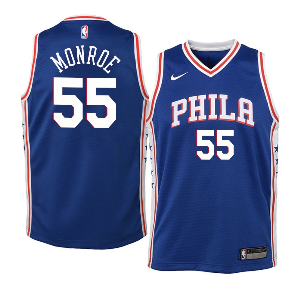 Maglia NBA Nike Phildelphia Sixers #55 Greg Monroe Blu Icon 2019-20 Acquista