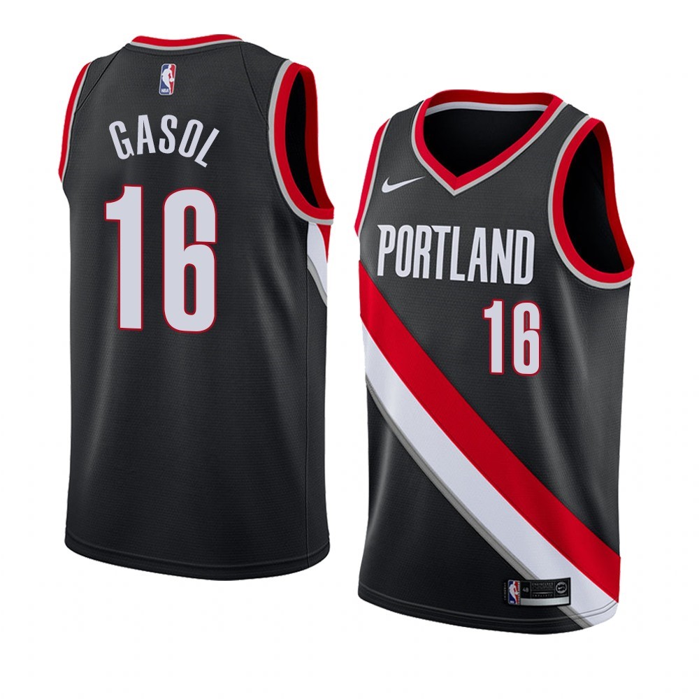 Maglia NBA Nike Portland Trail Blazers #16 Pau Gasol Nero Icon 2019-20 Acquista