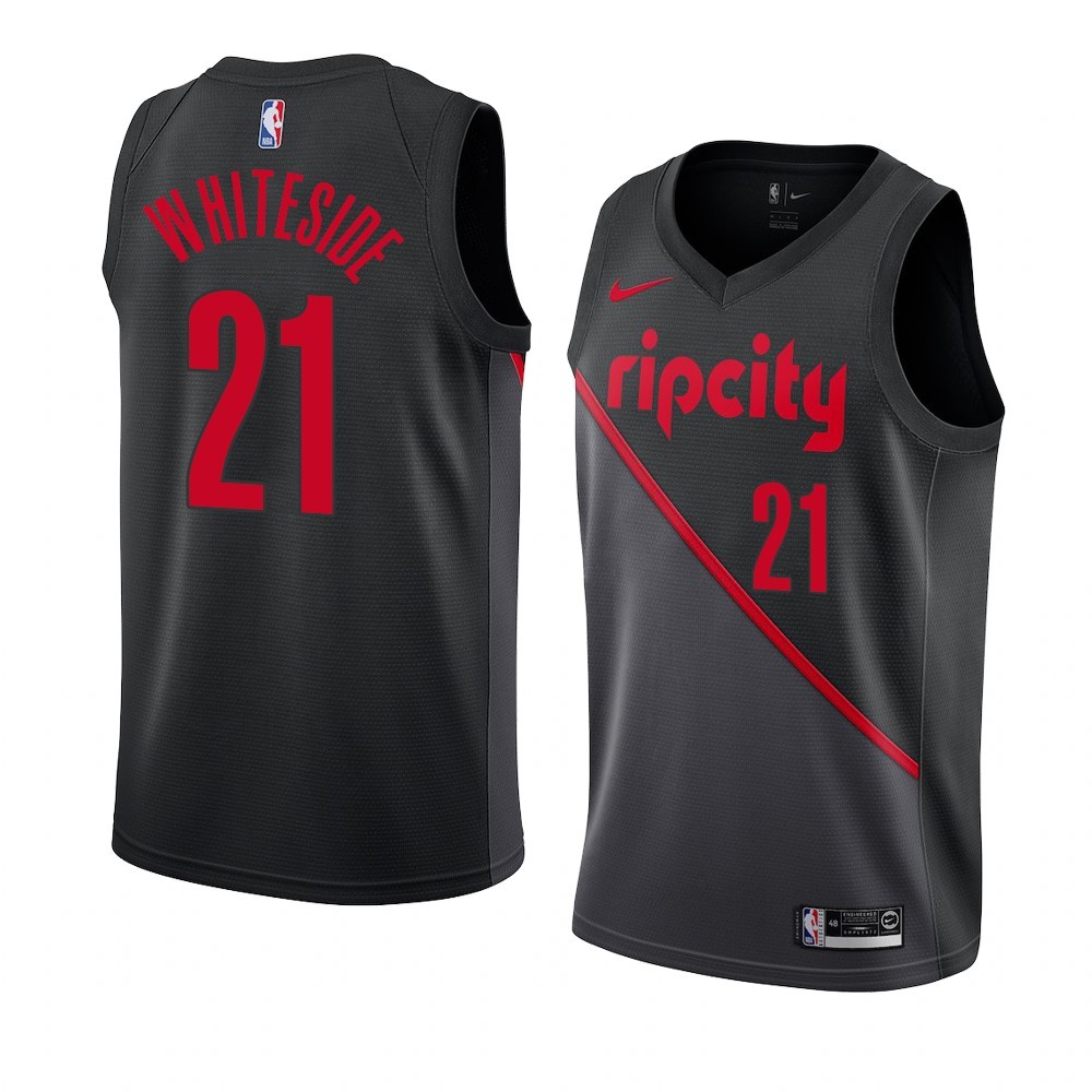 Maglia NBA Nike Portland Trail Blazers #21 Hassan Whiteside Nero Città 2019-20 Acquista