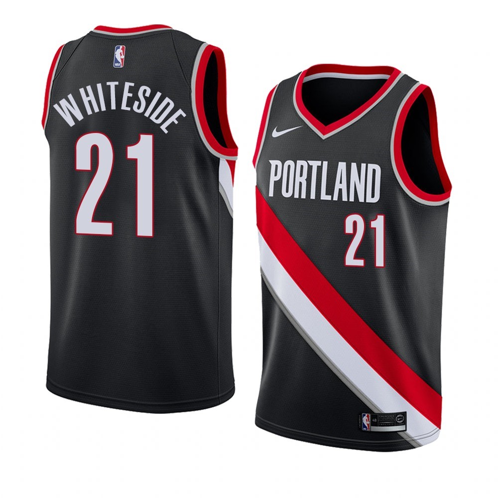 Maglia NBA Nike Portland Trail Blazers #21 Hassan Whiteside Nero Icon 2019-20 Acquista