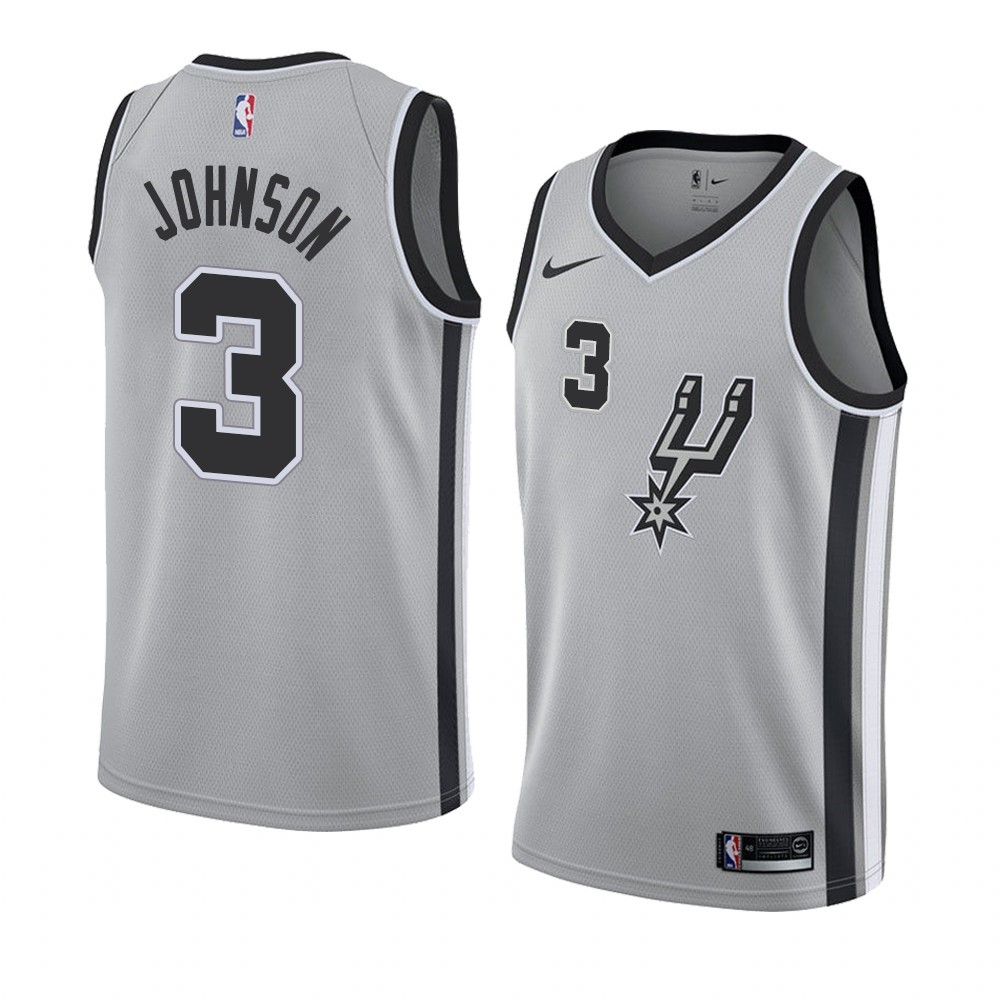 Maglia NBA Nike San Antonio Spurs #3 Keldon Johnson Grigio Statement 2019-20 Acquista