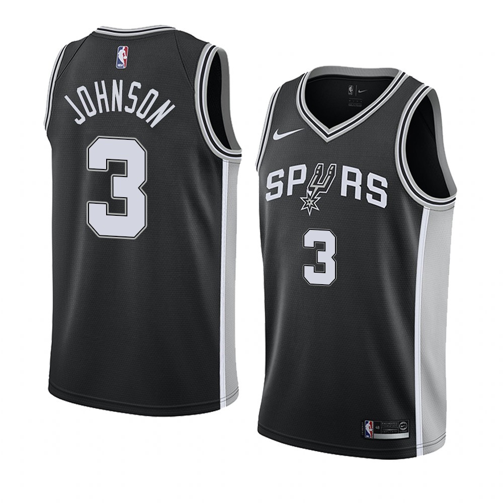 Maglia NBA Nike San Antonio Spurs #3 Keldon Johnson Nero Icon 2019-20 Acquista