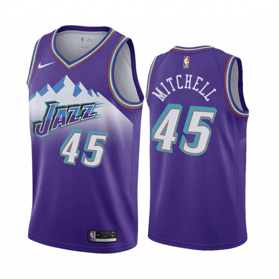 Maglia NBA Utah Jazz #45 Donovan Mitchell Pourprel Hardwood Classics 2019-20 Acquista