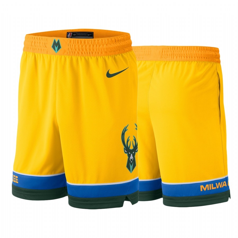 Pantaloni Basket Milwaukee Bucks Nike Jaune Acquista