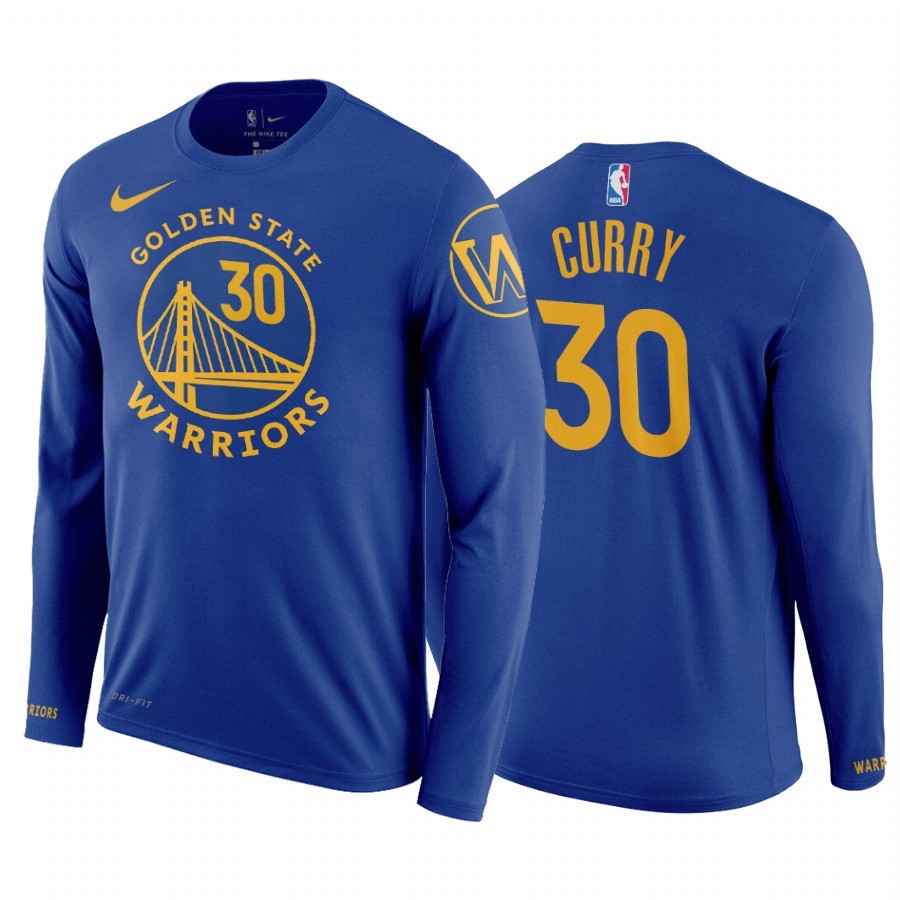 T-Shirt Golden State Warriors Stephen Curry Manga Larga Blu Acquista
