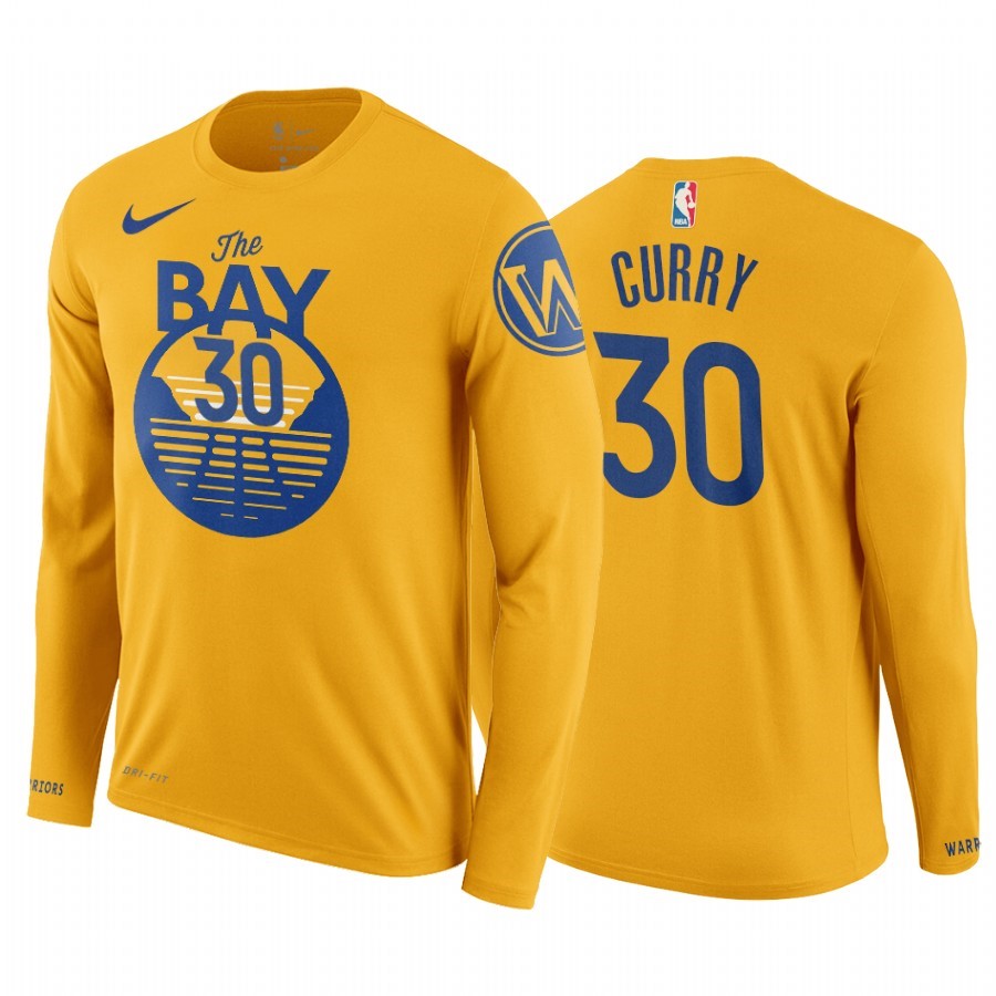 T-Shirt Golden State Warriors Stephen Curry Manga Larga Jaune Acquista