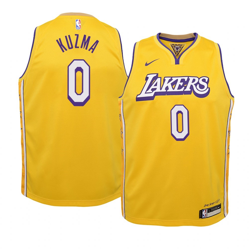 Maglia NBA Bambino Los Angeles Lakers #0 Kyle Kuzma Nike Giallo Città 2019-20 Acquista