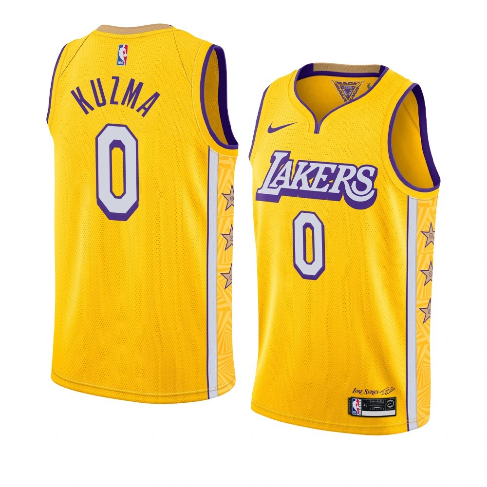 Maglia NBA Nike Los Angeles Lakers #0 Kyle Kuzma Nike Giallo Città 2019-20 Acquista