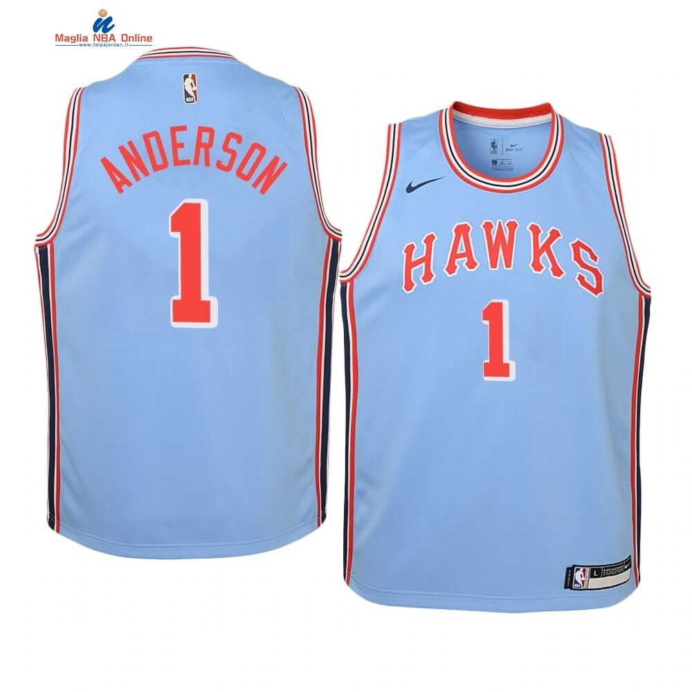 Maglia NBA Bambino Atlanta Hawks #1 Justin Anderson Blu Hardwood Classics 2019-20 Acquista