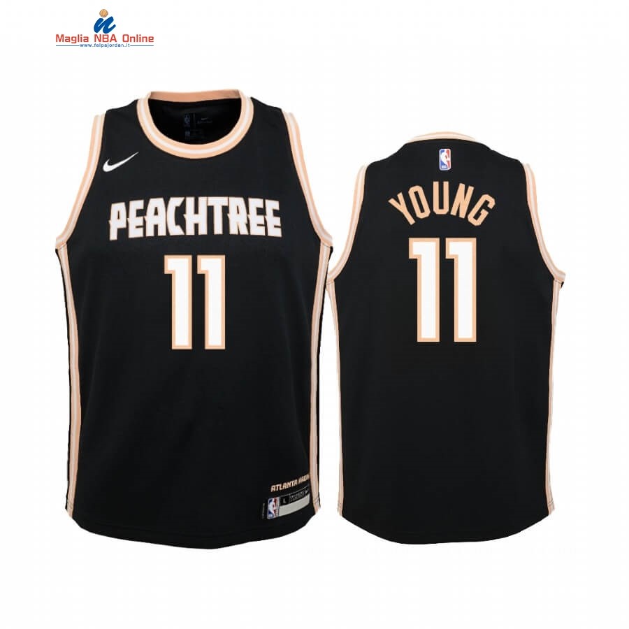 Maglia NBA Bambino Atlanta Hawks #11 Trae Young Nike Nero Città 2019-20 Acquista