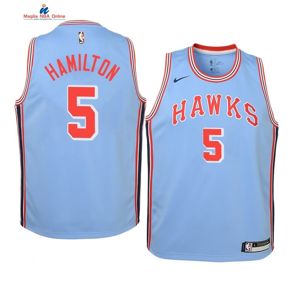 Maglia NBA Bambino Atlanta Hawks #5 Daniel Hamilton Blu Hardwood Classics 2019-20 Acquista