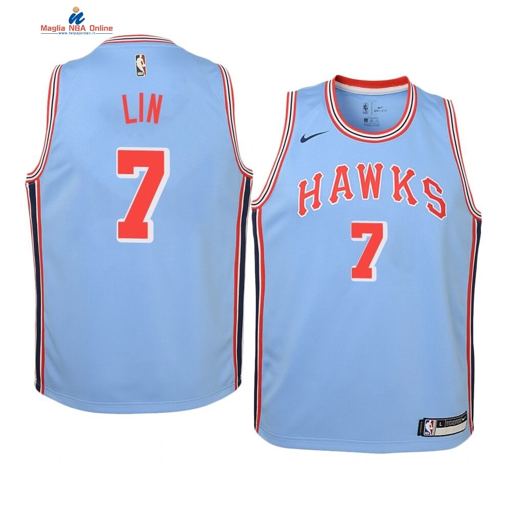Maglia NBA Bambino Atlanta Hawks #7 Jeremy Lin Blu Hardwood Classics 2019-20 Acquista