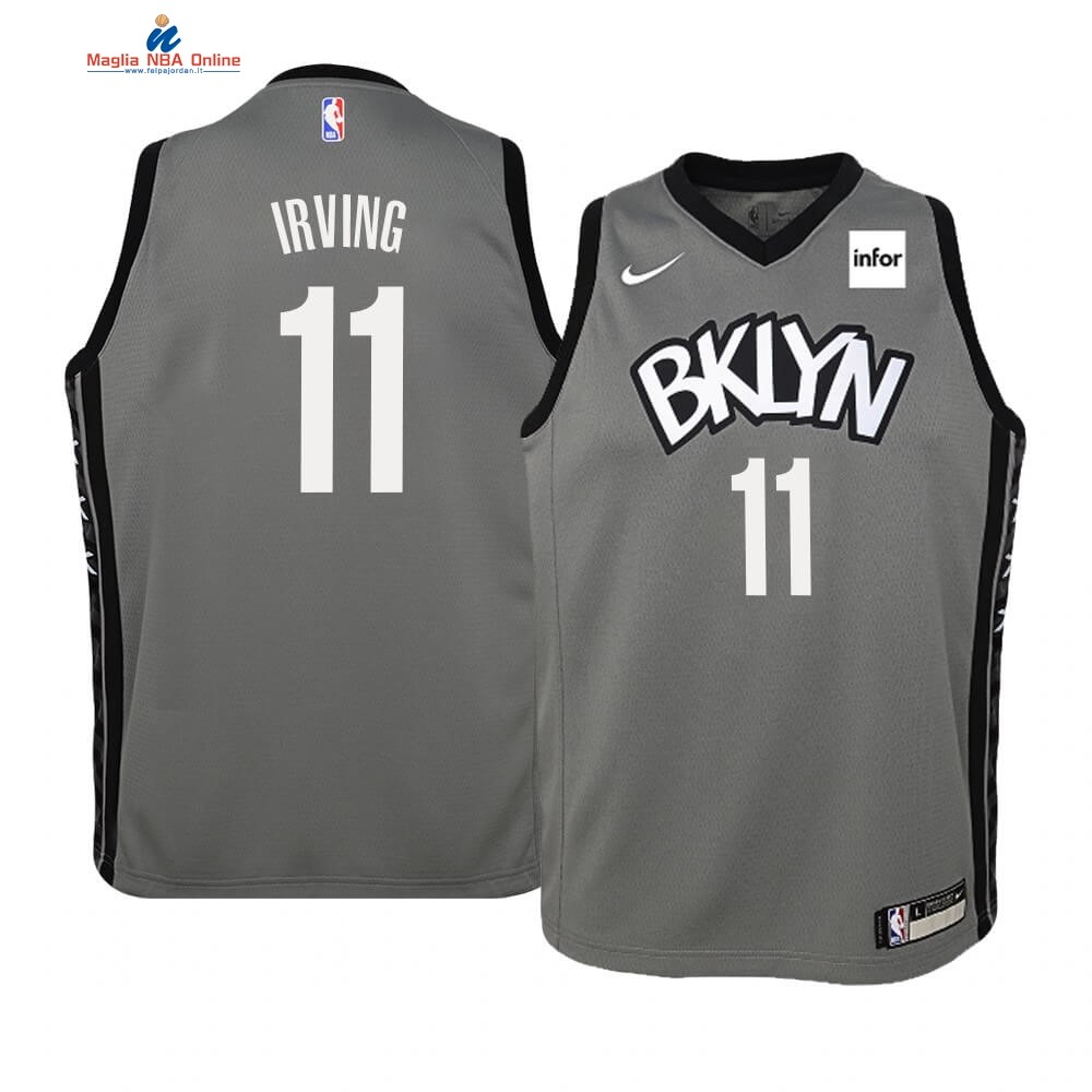 Maglia NBA Bambino Brooklyn Nets #11 Kyrie Irving Grigio Statement 2019-20 Acquista