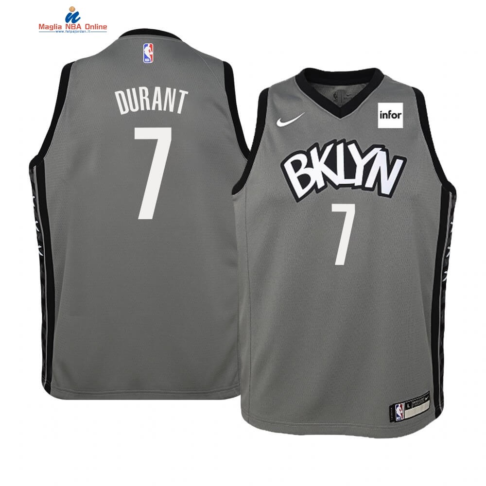 Maglia NBA Bambino Brooklyn Nets #7 Kevin Durant Grigio Statement 2019-20 Acquista