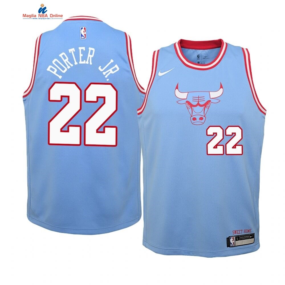 Maglia NBA Bambino Chicago Bulls #22 Otto Porter Jr. Nike Blu Città 2019-20 Acquista