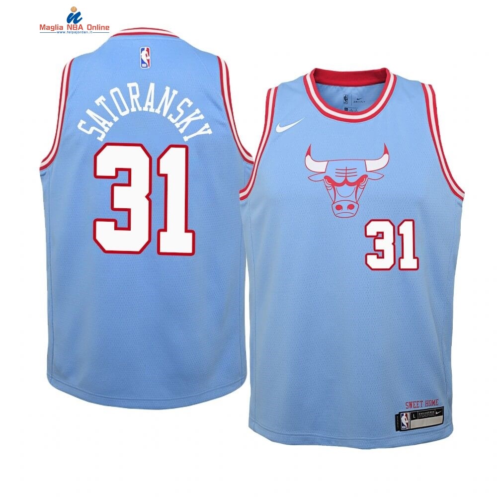 Maglia NBA Bambino Chicago Bulls #31 Tomas Satoransky Nike Blu Città 2019-20 Acquista