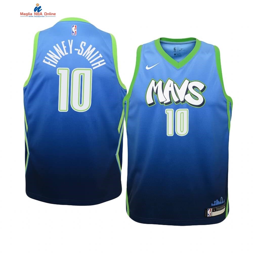 Maglia NBA Bambino Dallas Mavericks #10 Dorian Finney Smith Nike Blu Città 2019-20 Acquista