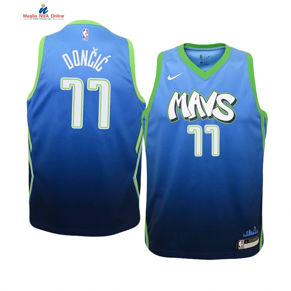 Maglia NBA Bambino Dallas Mavericks #77 Luka Doncic Nike Blu Città 2019-20 Acquista