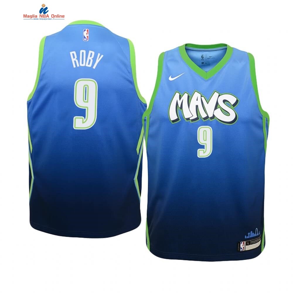 Maglia NBA Bambino Dallas Mavericks #9 Isaiah Roby Nike Blu Città 2019-20 Acquista