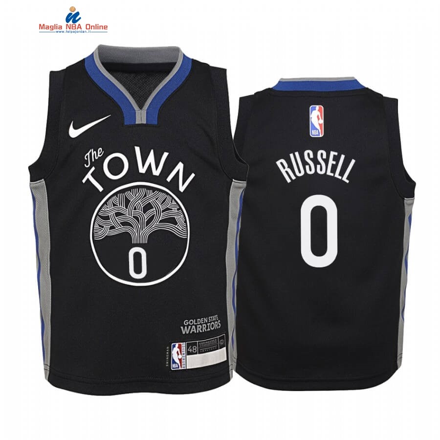 Maglia NBA Bambino Golden State Warriors #0 D'Angelo Russell Nike Nero Città 2019-20 Acquista