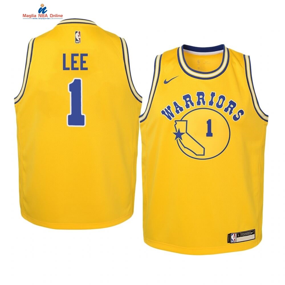 Maglia NBA Bambino Golden State Warriors #1 Damion Lee Oro Hardwood Classics 2019-20 Acquista