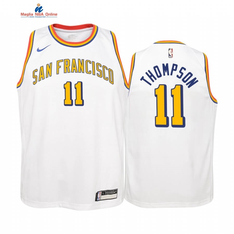 Maglia NBA Bambino Golden State Warriors #11 Klay Thompson Bianco Classics Edition 2019-20 Acquista