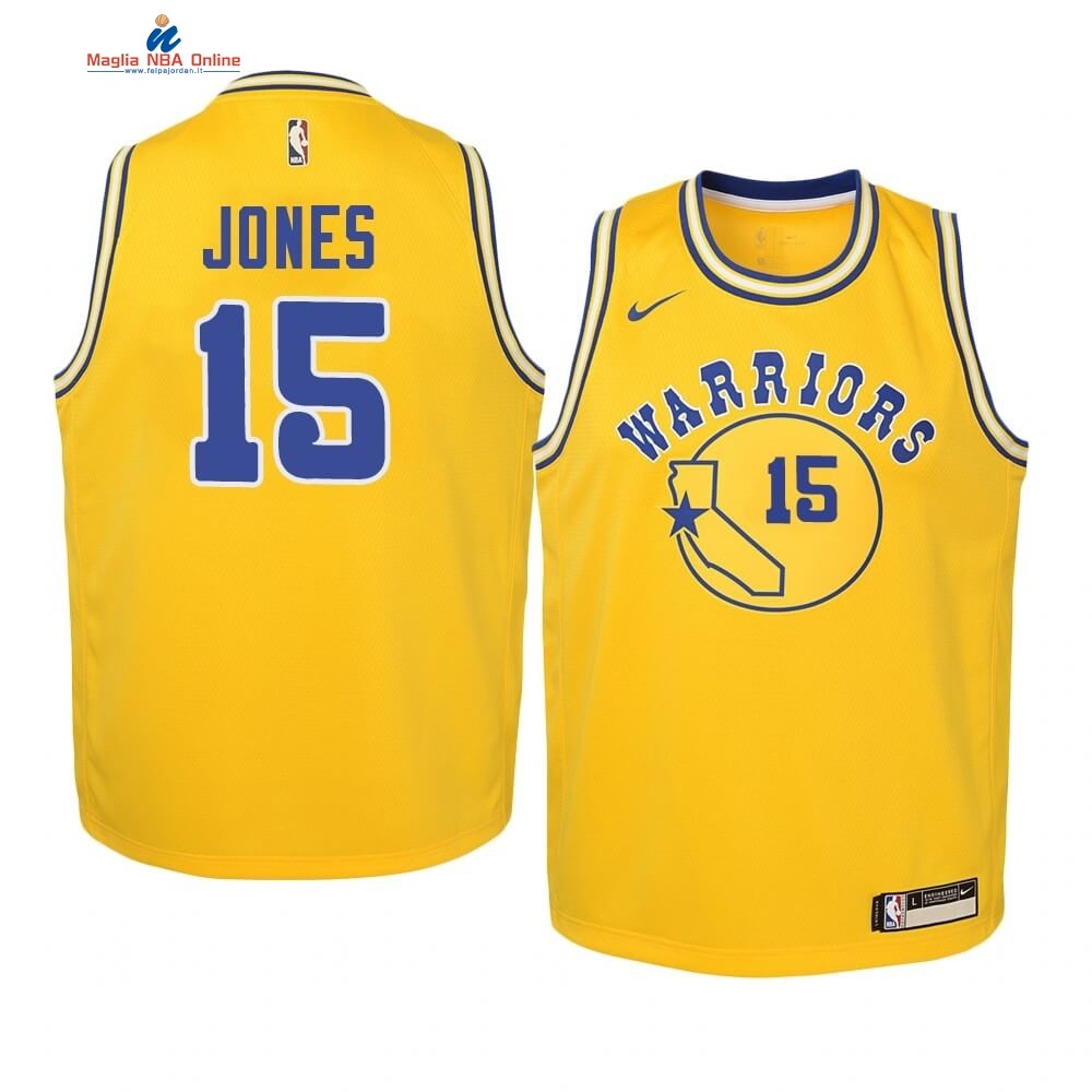 Maglia NBA Bambino Golden State Warriors #15 Damian Jones Oro Hardwood Classics 2019-20 Acquista