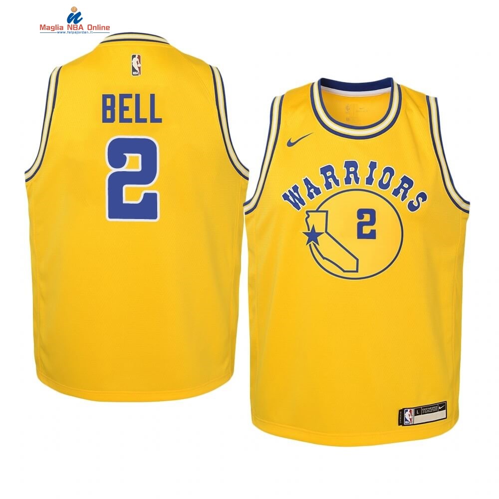 Maglia NBA Bambino Golden State Warriors #2 Jordan Bell Oro Hardwood Classics 2019-20 Acquista