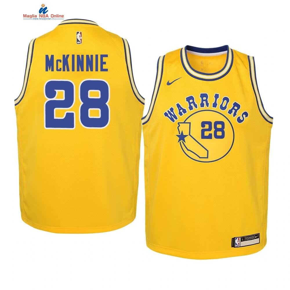 Maglia NBA Bambino Golden State Warriors #28 Alfonzo McKinnie Oro Hardwood Classics 2019-20 Acquista