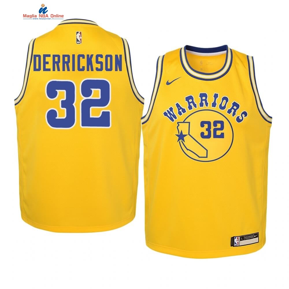 Maglia NBA Bambino Golden State Warriors #32 Marcus Derrickson Oro Hardwood Classics 2019-20 Acquista