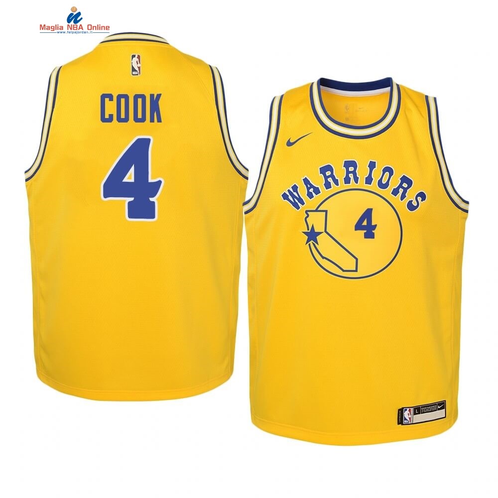 Maglia NBA Bambino Golden State Warriors #4 Quinn Cook Oro Hardwood Classics 2019-20 Acquista