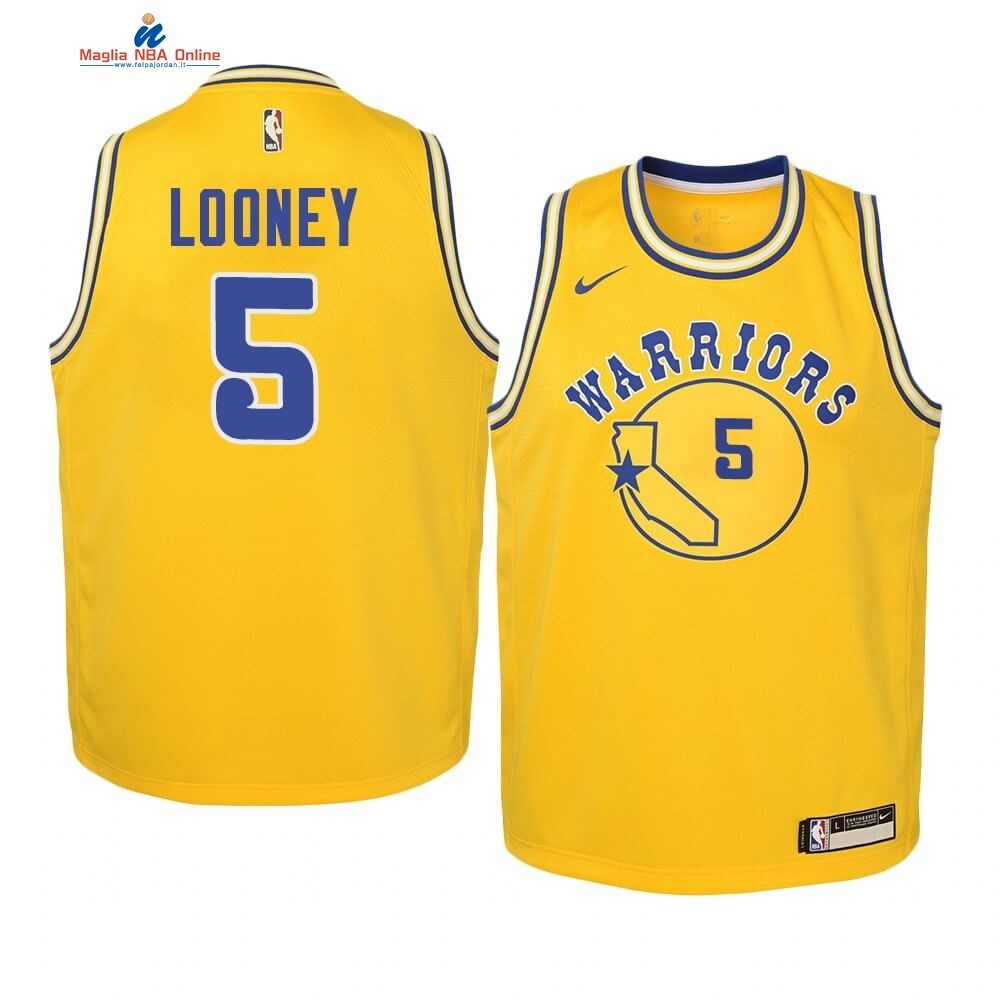 Maglia NBA Bambino Golden State Warriors #5 Kevon Looney Oro Hardwood Classics 2019-20 Acquista