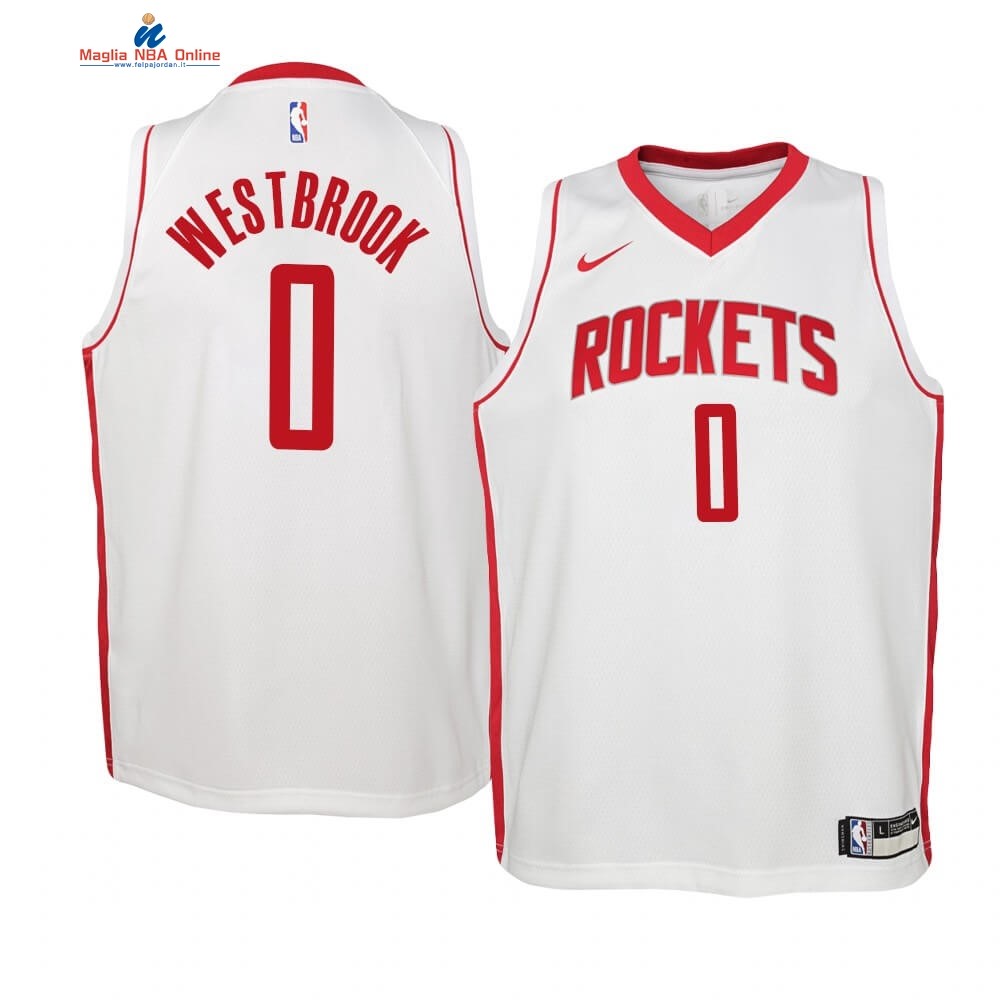 Maglia NBA Bambino Houston Rockets #0 Russell Westbrook Bianco Association 2019-20 Acquista