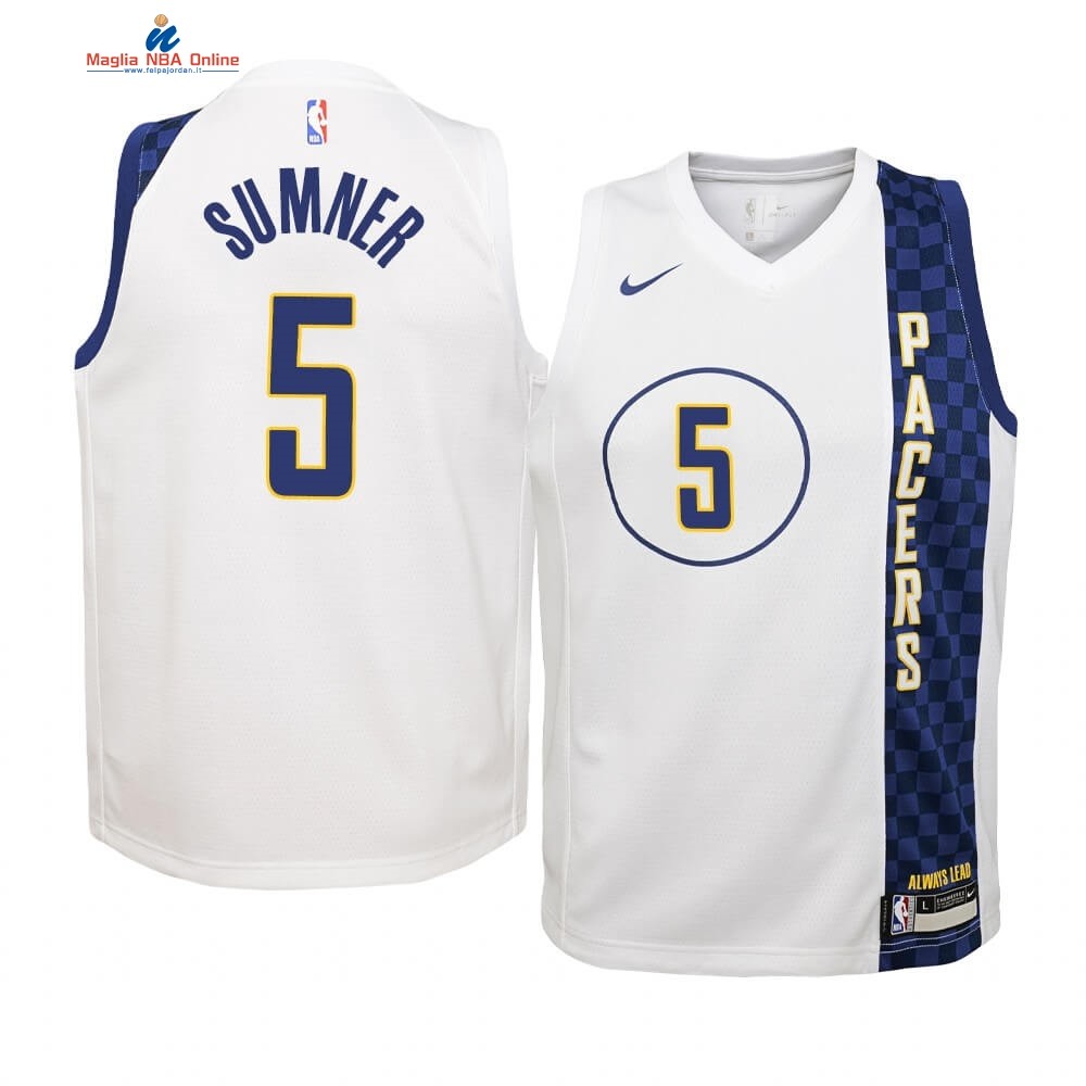 Maglia NBA Bambino Indiana Pacers #5 Edmond Sumner Nike Blacno Città 2019-20 Acquista